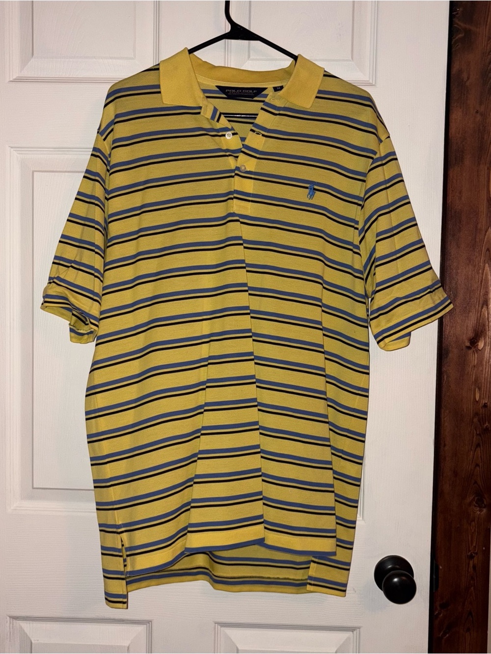 Ralph Lauren Yellow Polo with Navy & Black Stripes